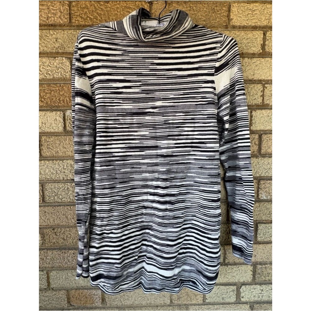 NIC+ZOE Black and Cream Striped Knit Top
